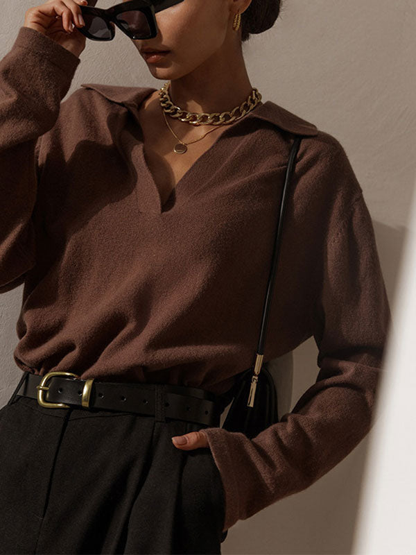 Isla Soft Knit Collared Sweater | Soft Comfort Sweater