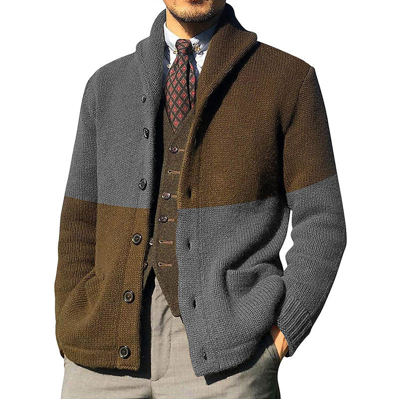 Heren Cardigan – Relaxte Pasvorm – Wol – Sjaalkraag – Knoopsluiting – Opgestikte Zakken