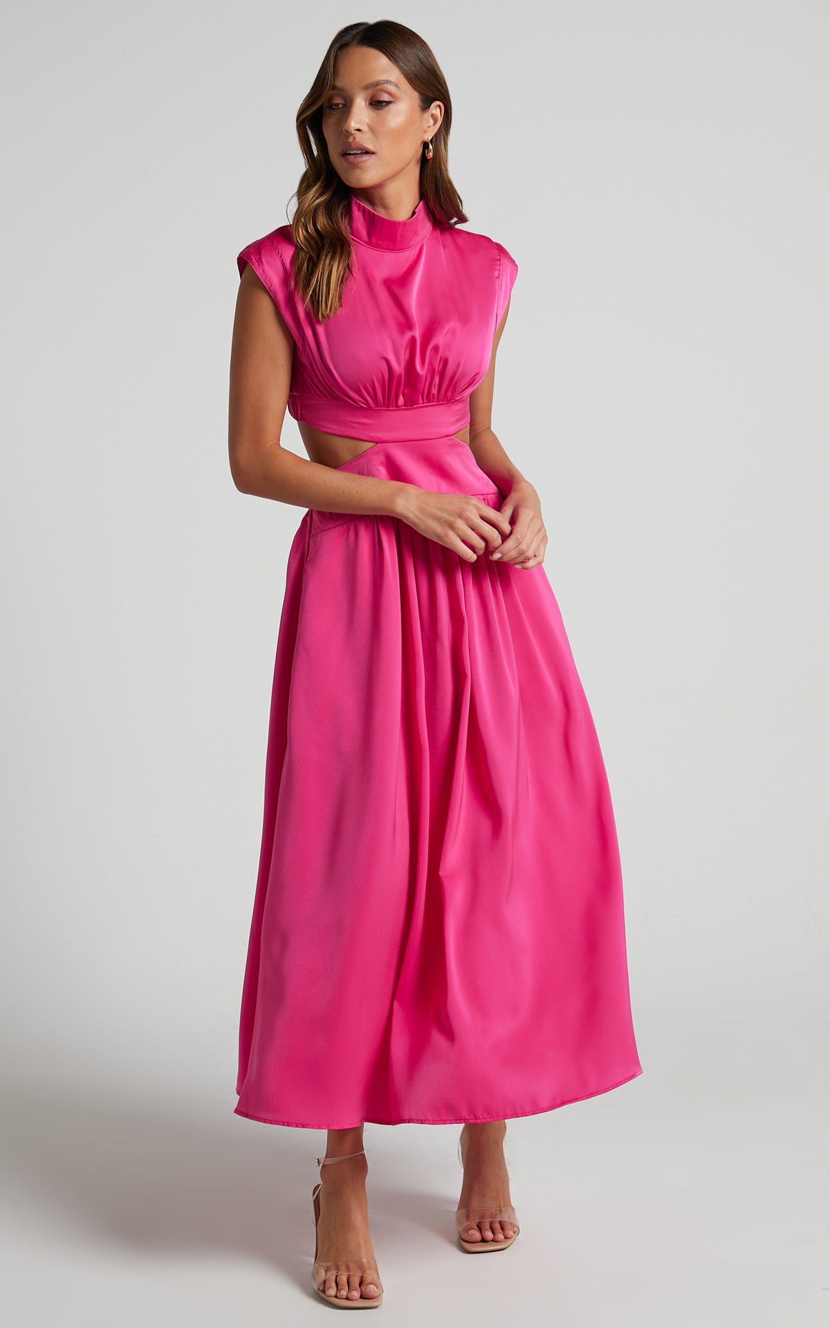 Lange Jurk met Mock Neck en Cut-Outs