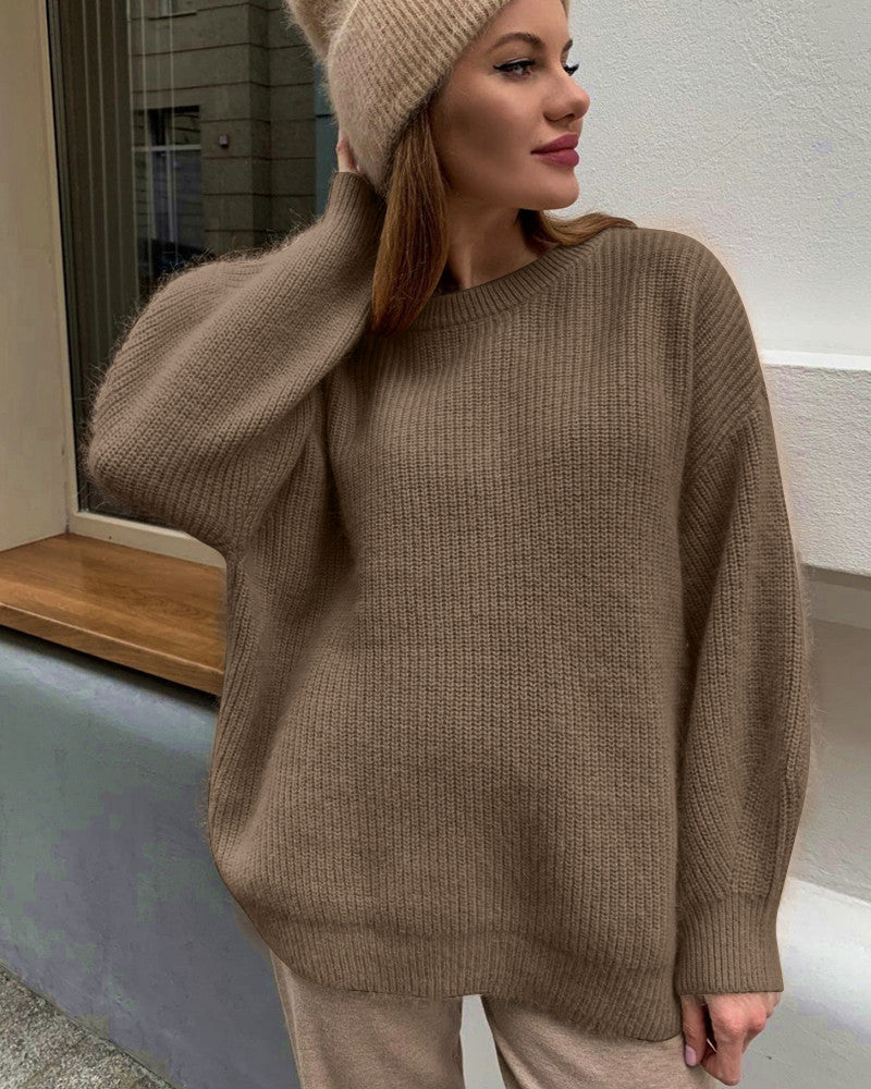 Dames Trui – Oversized Pasvorm – Zachte Gebreide Stof – Geribd – Lange Mouwen