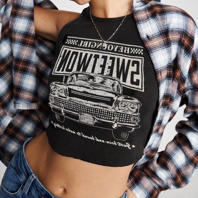 Dames Crop Top met Auto-Print – Creatief en Comfortabel