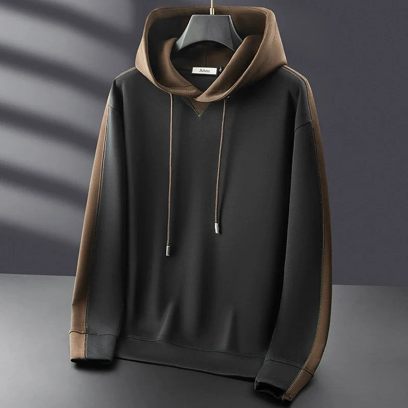 Men's Hoodie – Relaxed Fit – Cotton Blend – Two-Tone Panels – Hood with Drawstring