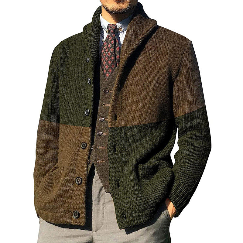 Heren Cardigan – Relaxte Pasvorm – Wol – Sjaalkraag – Knoopsluiting – Opgestikte Zakken