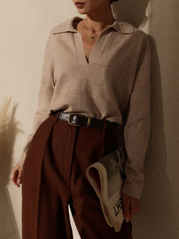 Isla Soft Knit Collared Sweater | Soft Comfort Sweater