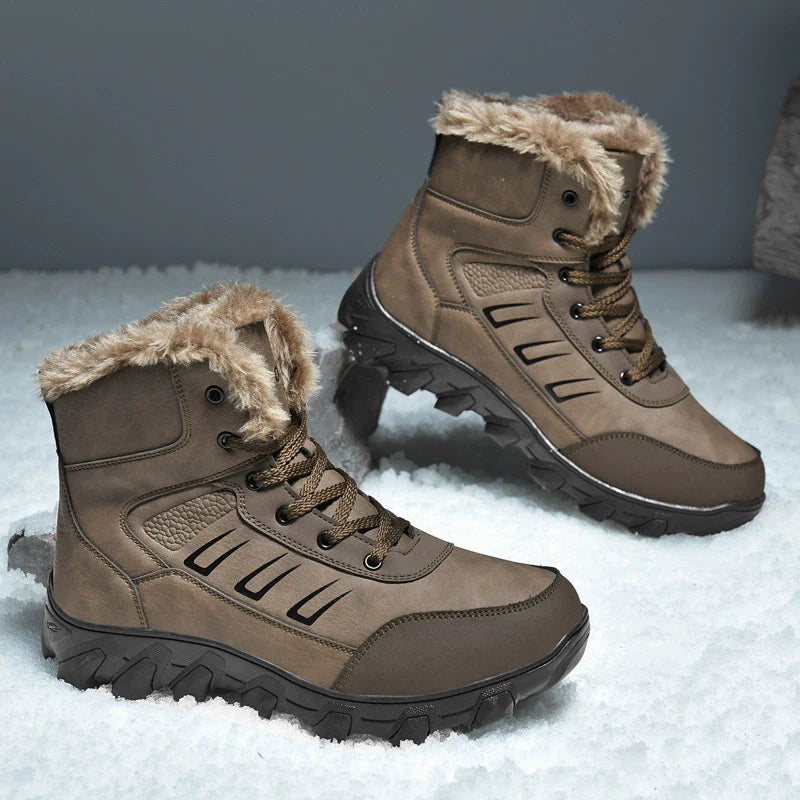 Men's High Boots – Faux Fur Lining – Rubber Sole – Lace-up Closure – Sturdy Fit