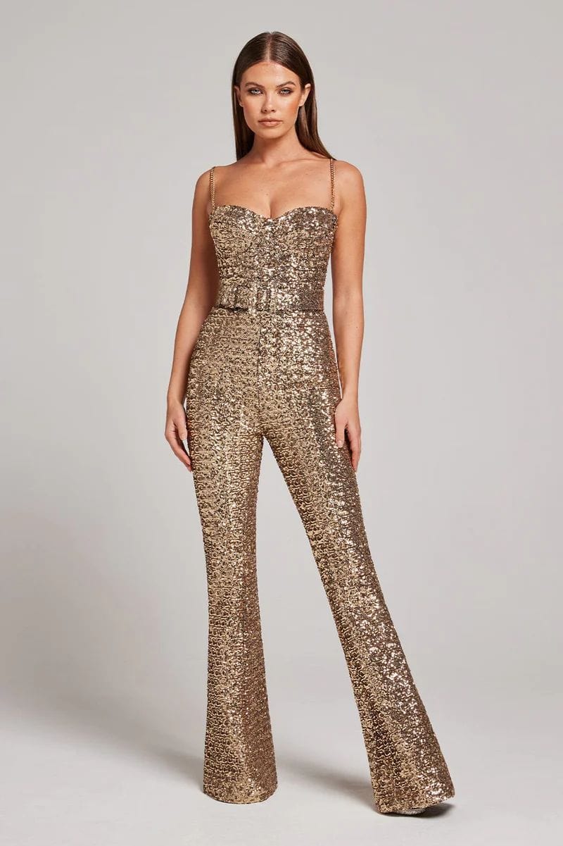 Glinsterende Jumpsuit Met Riem