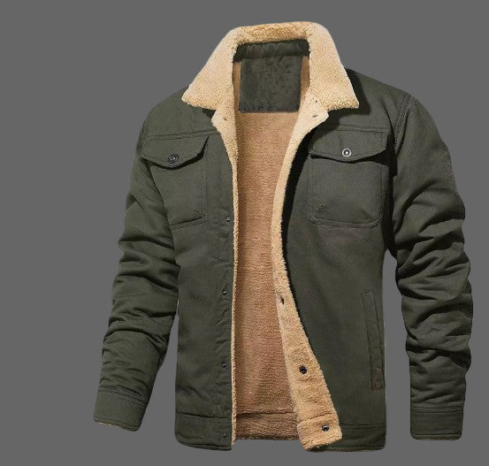 Heren Jas – Relaxed Fit – Sherpa Voering – Knoopsluiting – Stevige Buitenzijde