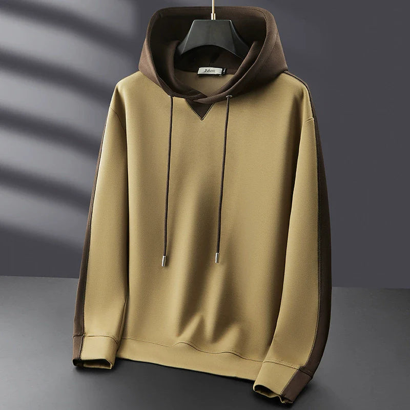 Men's Hoodie – Relaxed Fit – Cotton Blend – Two-Tone Panels – Hood with Drawstring