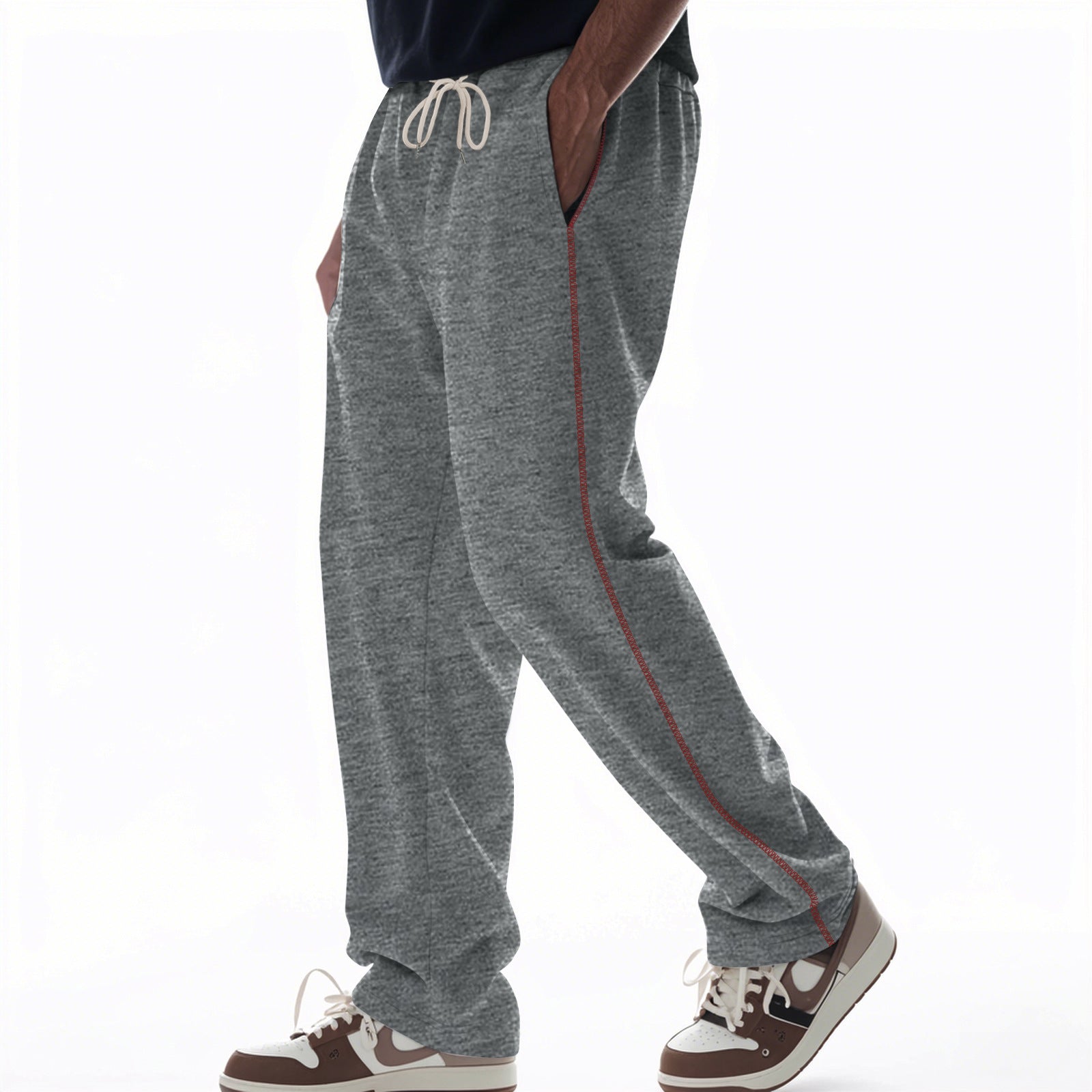 Men's Jogging Pants – Relaxed Fit – Cotton Terry – Drawstring Waist – Full Length