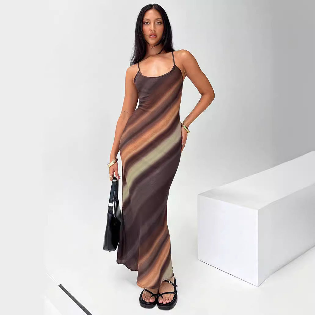 Stijlvolle Damesjurk in Maxi-Lengte met Ombre Effect
