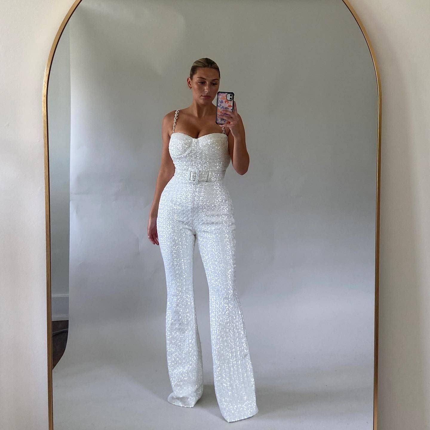 Glinsterende Jumpsuit Met Riem