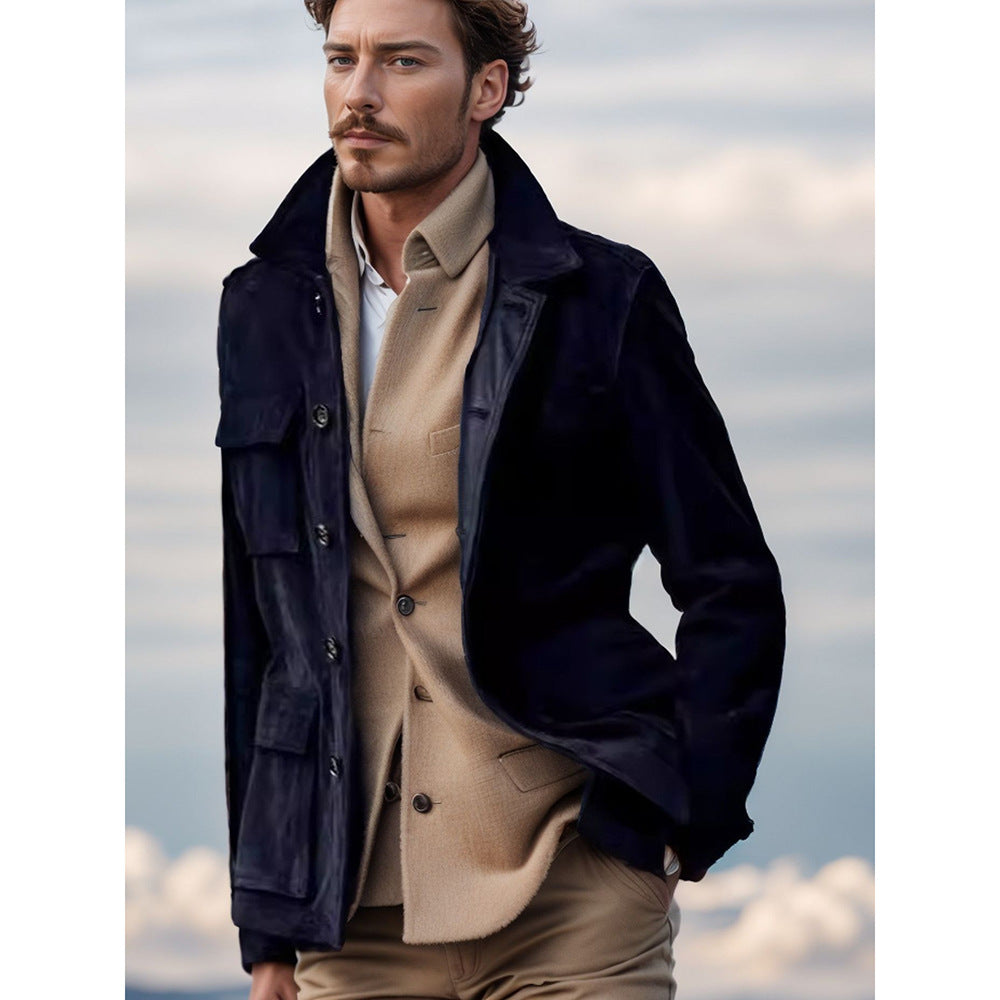 Suede jacket for men - Versatile style - Button closure - Casual chic