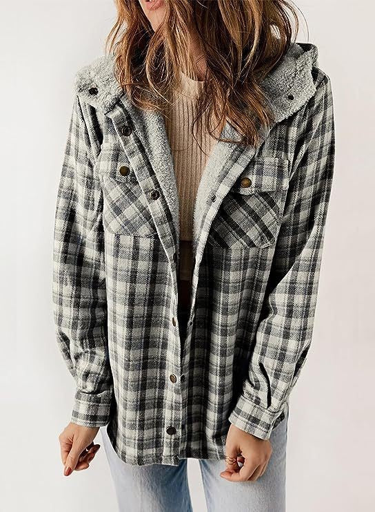 Dames Wool Jas – Relaxed Fit – Geruit – Knoopsluiting – Gevoerd met Capuchon