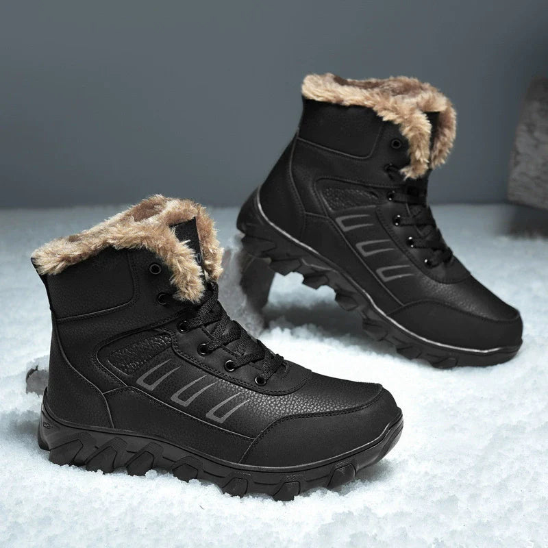 Men's High Boots – Faux Fur Lining – Rubber Sole – Lace-up Closure – Sturdy Fit