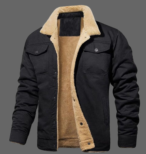 Heren Jas – Relaxed Fit – Sherpa Voering – Knoopsluiting – Stevige Buitenzijde