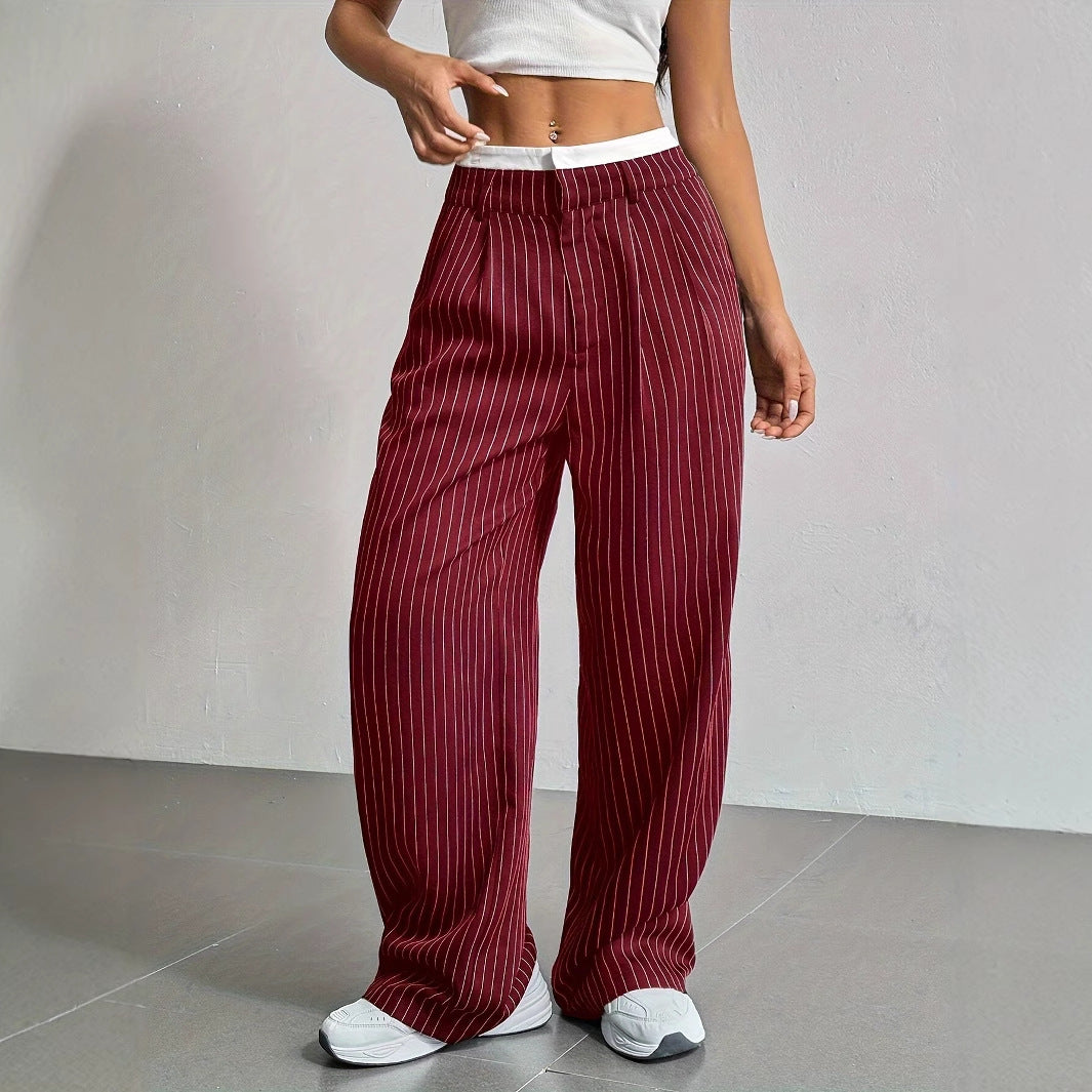 Elegante Wijde Pinstripe Broek voor Dames