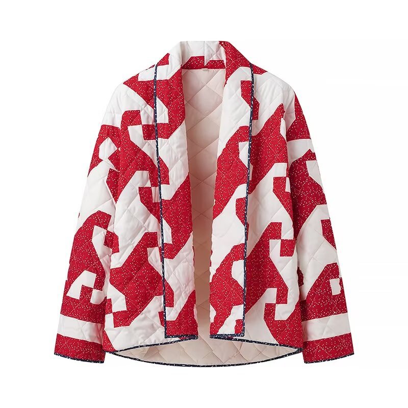 Lotte Oversized Quilted Jacket | Abstract Print Jacket