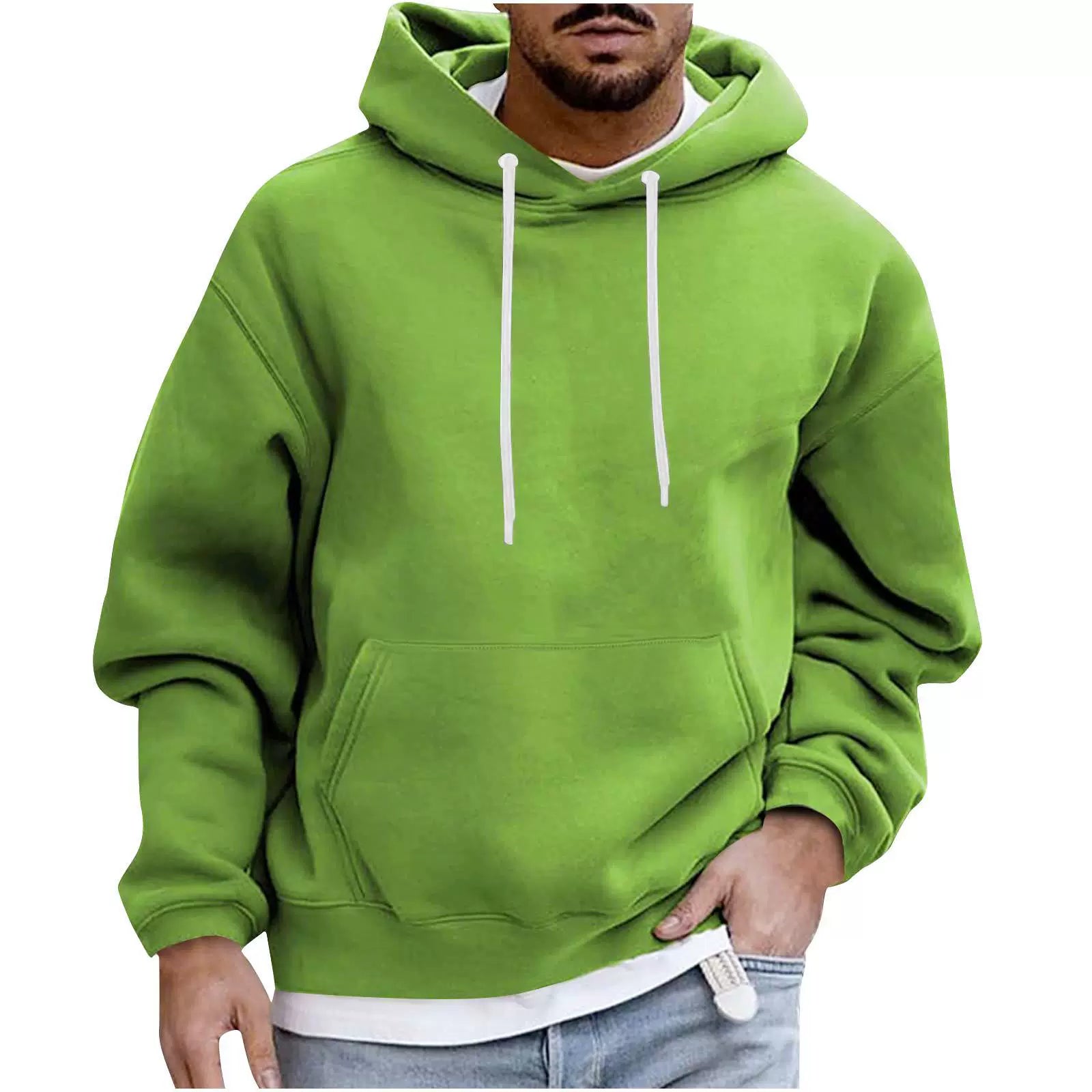 Men's Hoodie – Fleece – Loose Fit – Kangaroo Pocket – Ribbed Cuffs