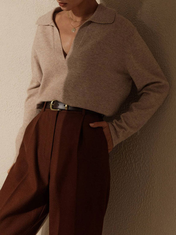 Isla Soft Knit Collared Sweater | Soft Comfort Sweater