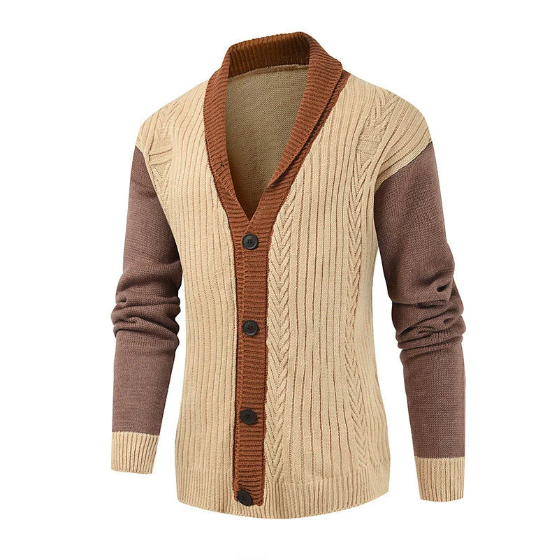 Men's Cardigan Vest – Regular Fit – Shawl Collar – Wool Look – Cable Knit Design