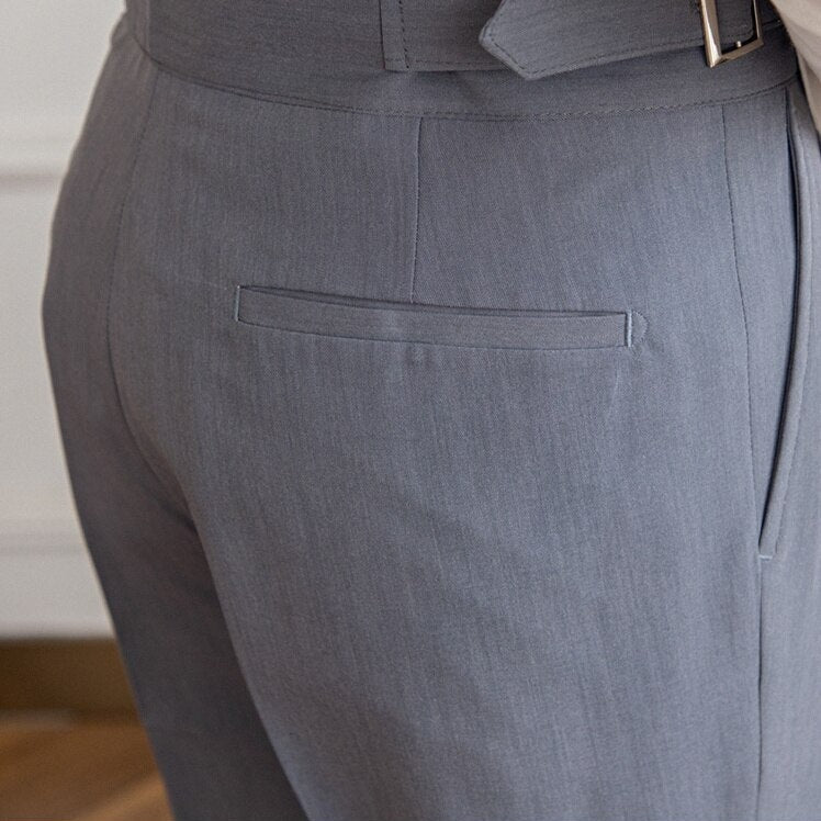 Stijlvolle Heren Tailored Broek – Hoge Taille Plooi, Slim Tapered Pasvorm