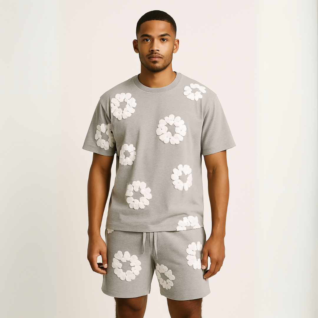 Katoenen Wreath T-Shirt en Shorts Set voor Heren en Dames