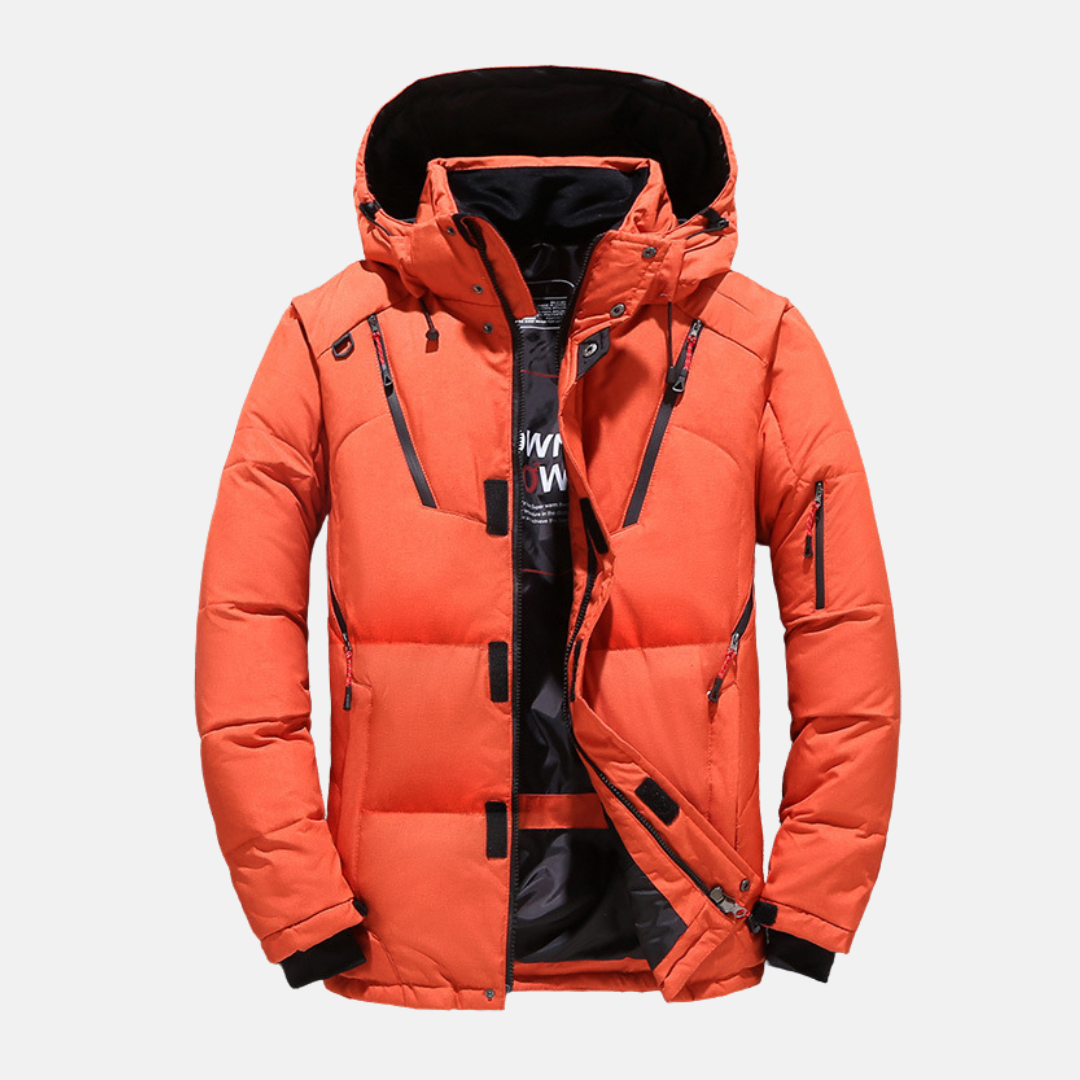 Men's down jacket – Relaxed fit – Padded – Hood with pockets and zipper closure