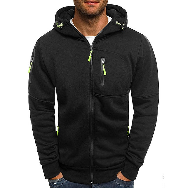 Heren Hoodie – Getailleerde pasvorm – Ademend Katoenmix – Ritssluiting – Zakken met Rits