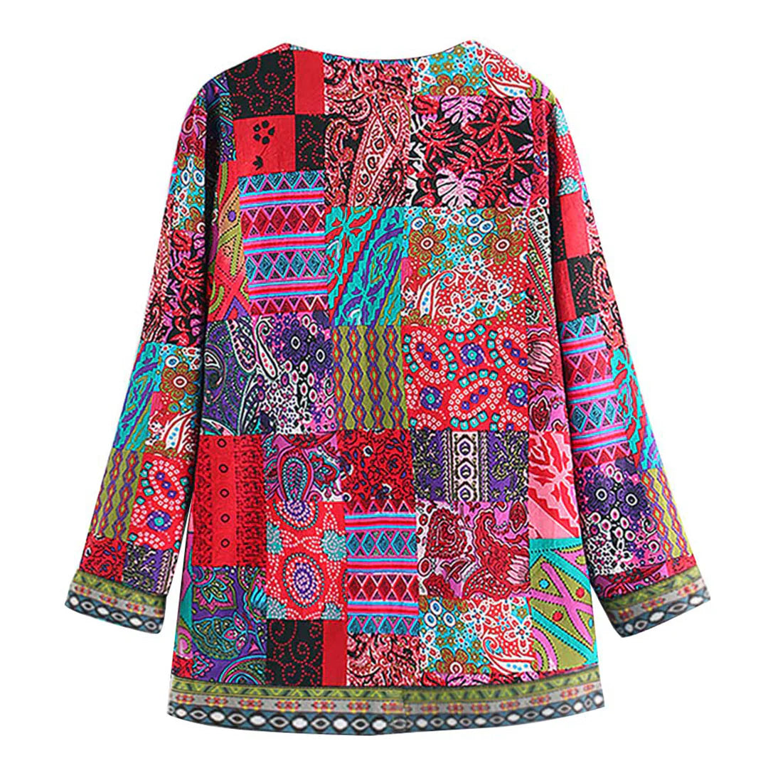Dames Cardigan – Zachte Gebreide Stof – Relaxte Pasvorm – Open Voorzijde – Patchwork