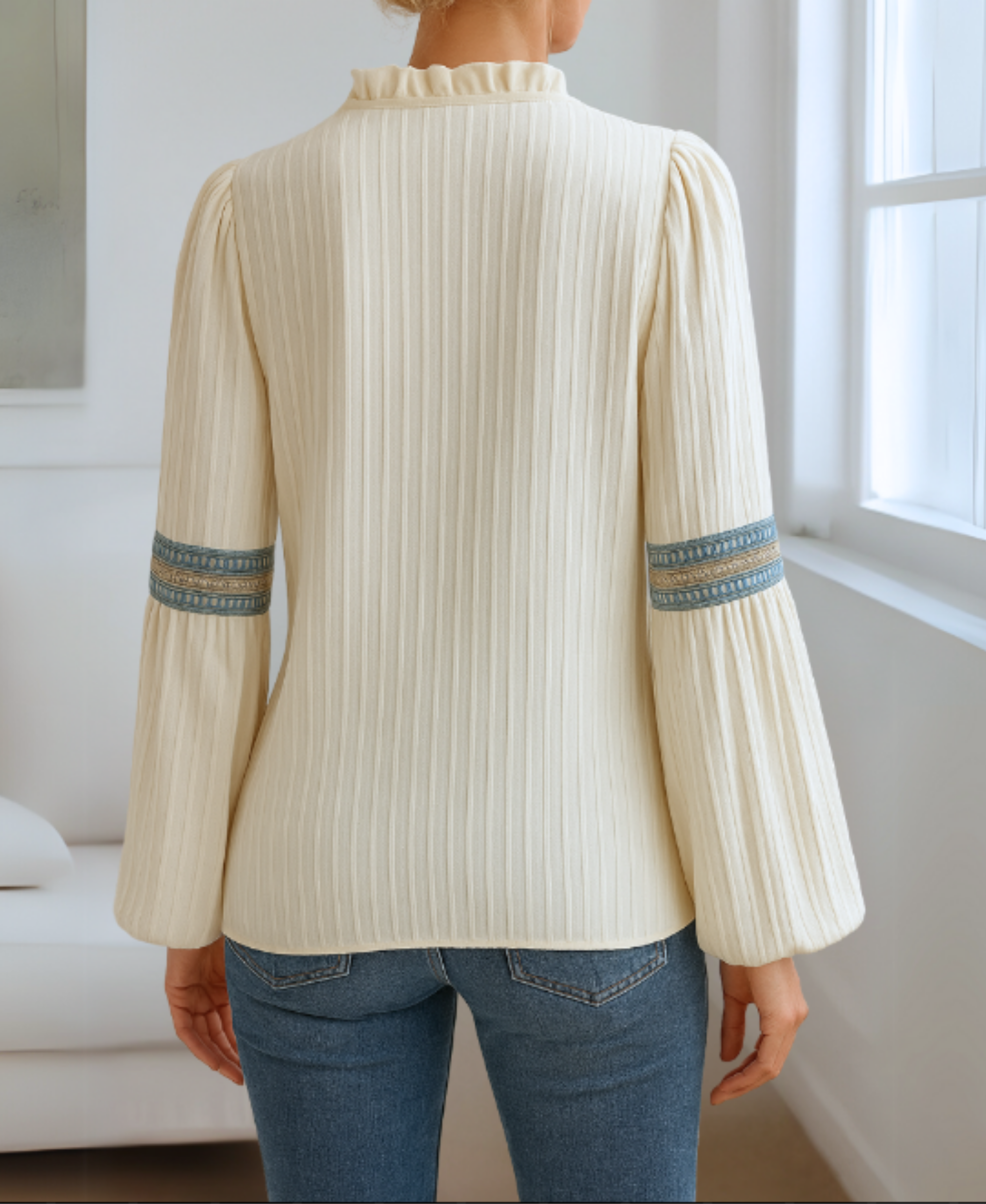 Vintage Blouse met V-Hals voor dames