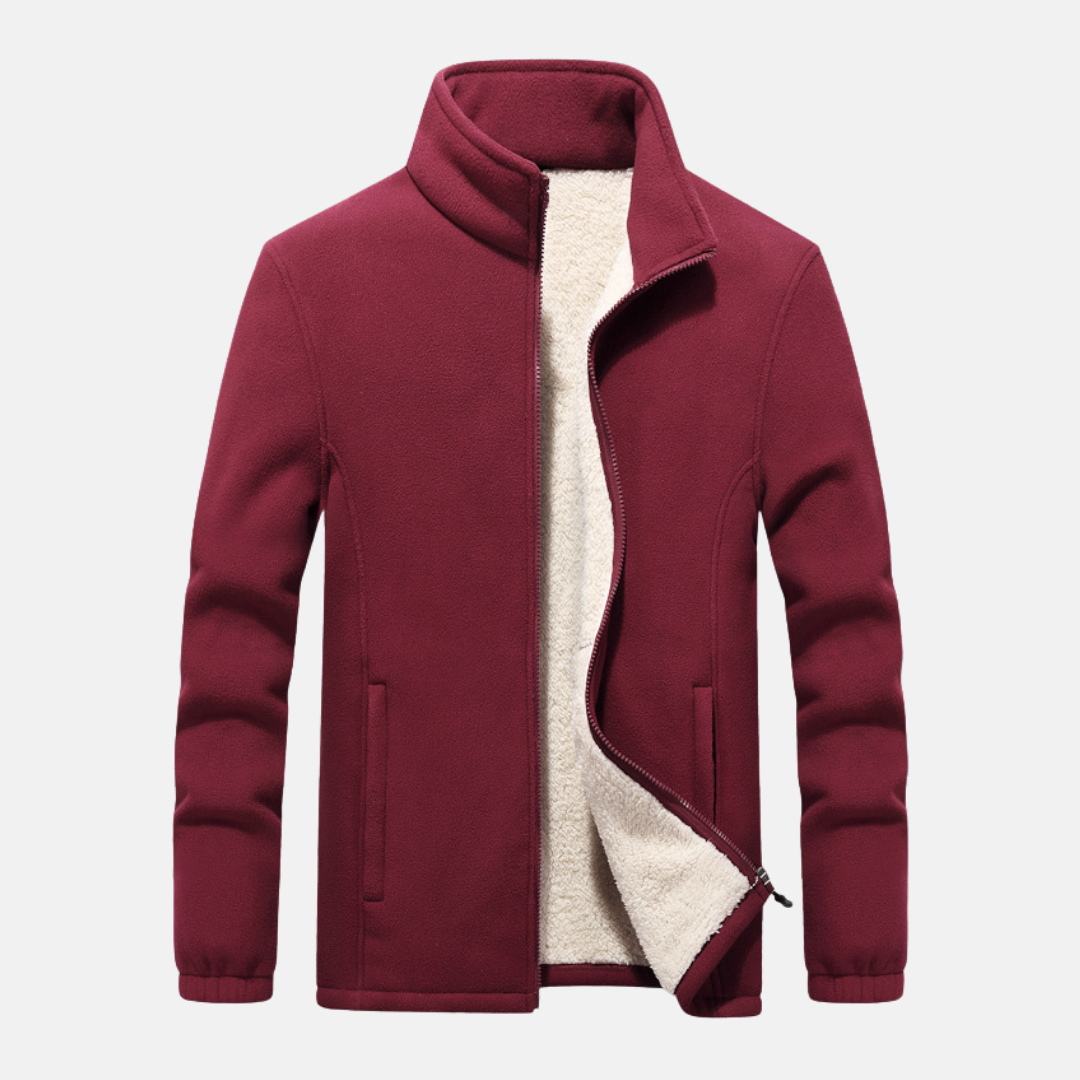 Men's Jacket - Fleece - Regular Fit - Stand-up Collar - Hip Length