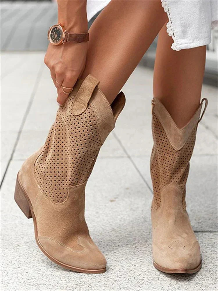 Trendy Ademend Cowboylaarzen met Rits voor Dames