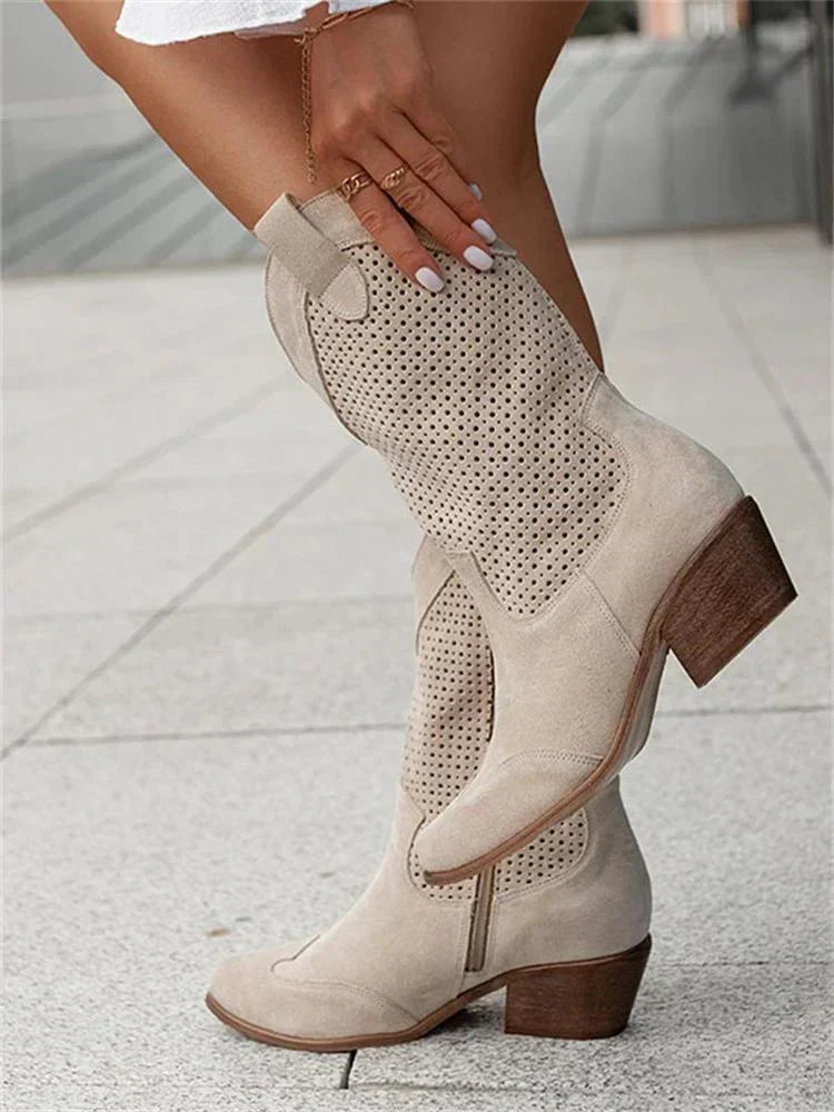 Trendy Ademend Cowboylaarzen met Rits voor Dames