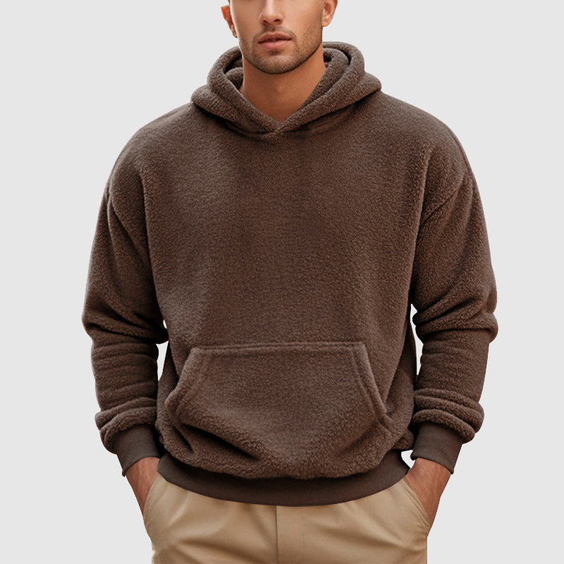 Men's Hoodie – Fleece Pullover – Relaxed Fit – Kangaroo Pocket – Ribbed Cuffs