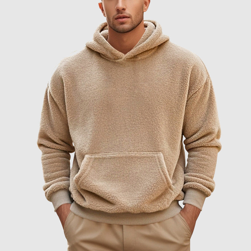 Men's Hoodie – Fleece Pullover – Relaxed Fit – Kangaroo Pocket – Ribbed Cuffs