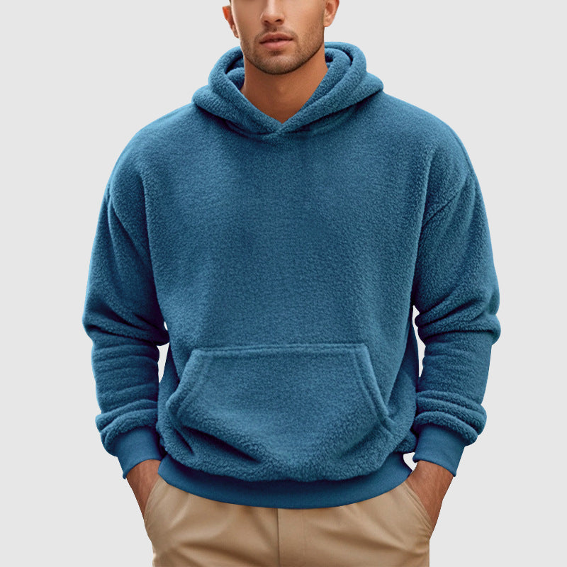 Men's Hoodie – Fleece Pullover – Relaxed Fit – Kangaroo Pocket – Ribbed Cuffs