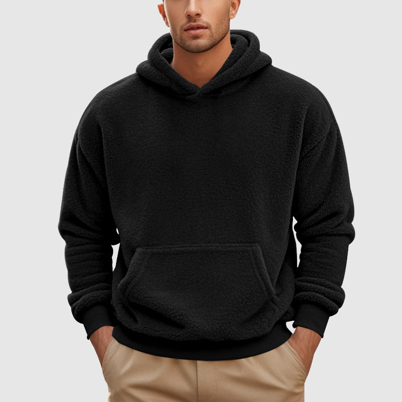 Men's Hoodie – Fleece Pullover – Relaxed Fit – Kangaroo Pocket – Ribbed Cuffs
