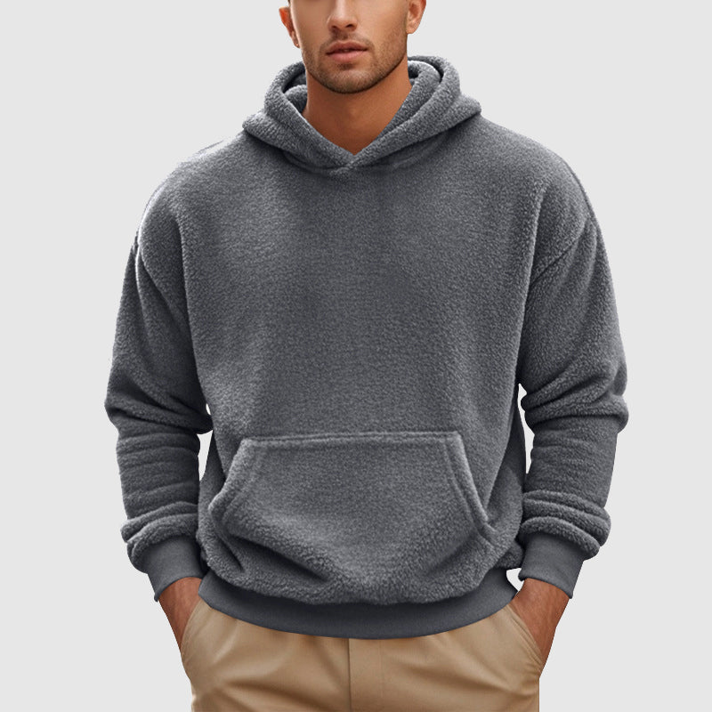 Men's Hoodie – Fleece Pullover – Relaxed Fit – Kangaroo Pocket – Ribbed Cuffs