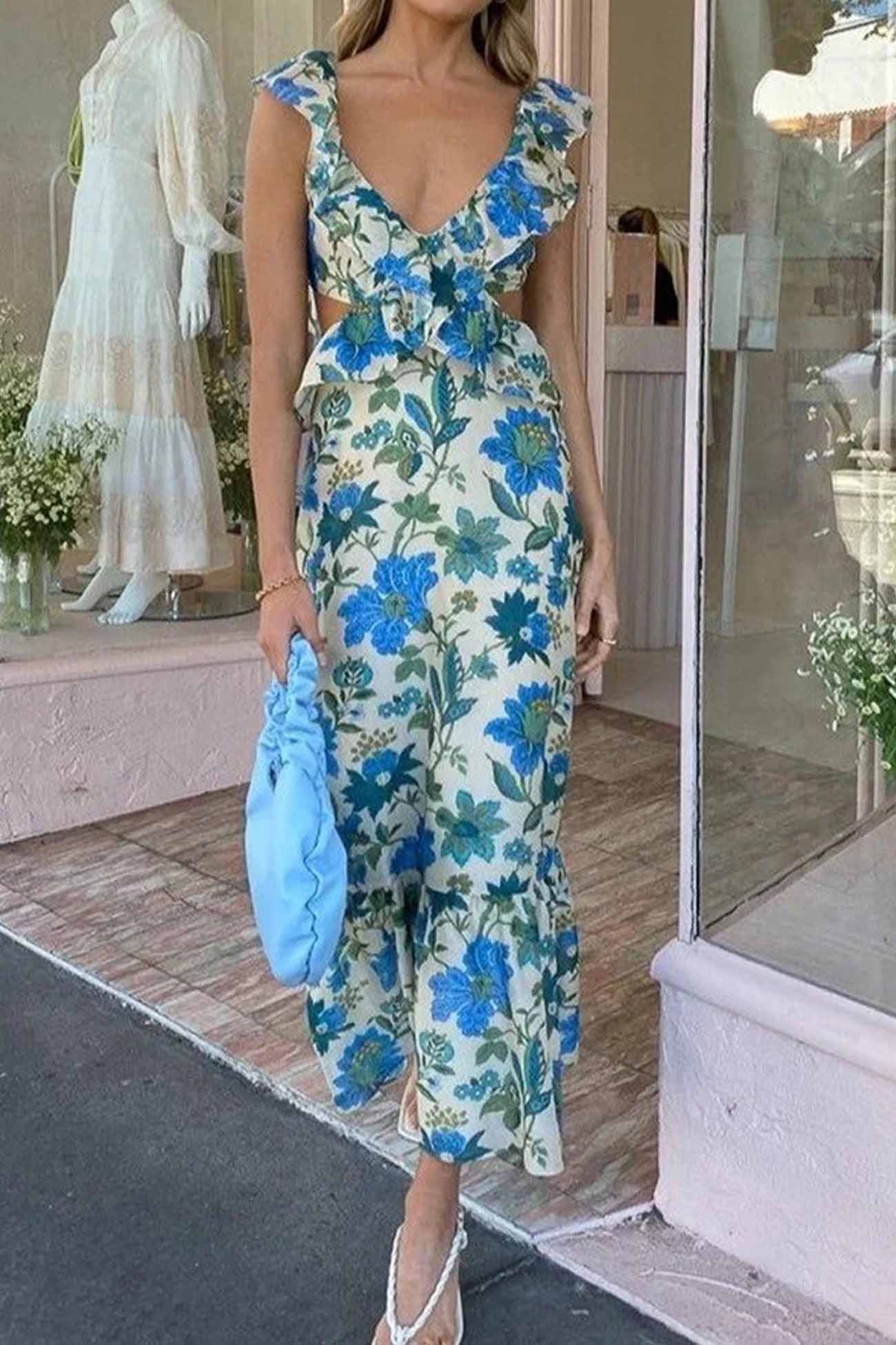 Romantische Bloemenjurk met Volants