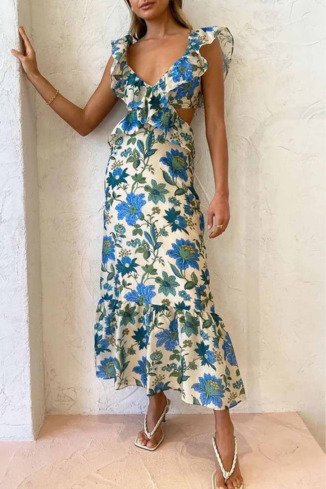 Romantische Bloemenjurk met Volants
