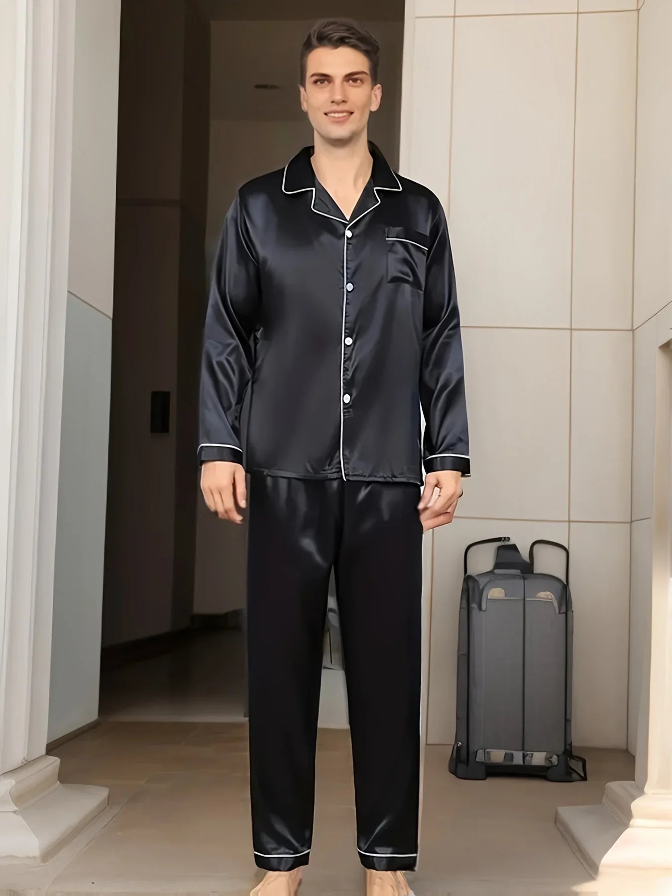 Luxe Satijnen Pyjamaset voor Heren