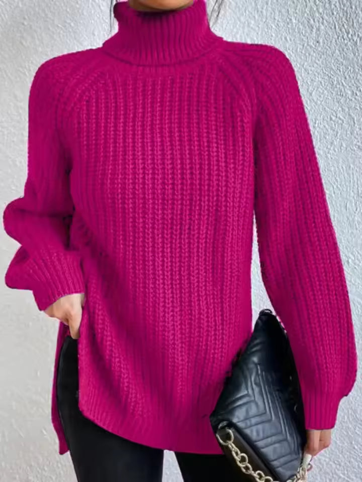 Dames trui – Oversized pasvorm – Grove knit – Col – Raglanmouwen – Splitzoom