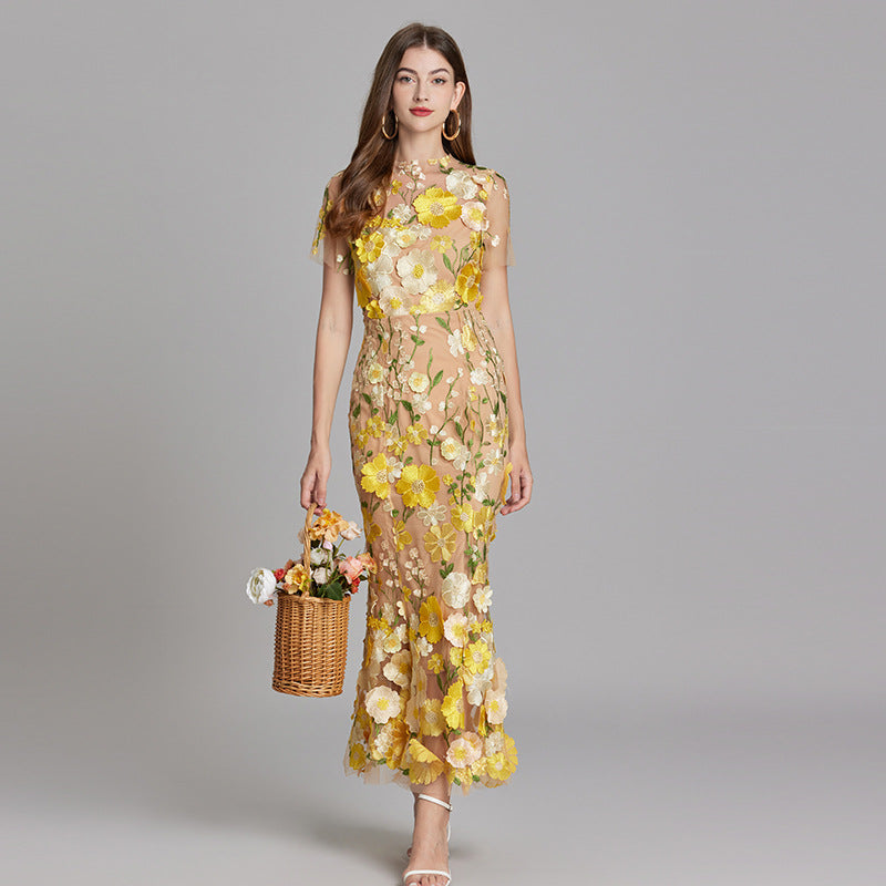 Stijlvolle Mouwloze Maxi Jurk met Borduursels voor Dames