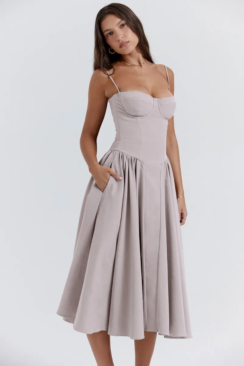 Elegante armloses midi jurk ontworpen voor dames