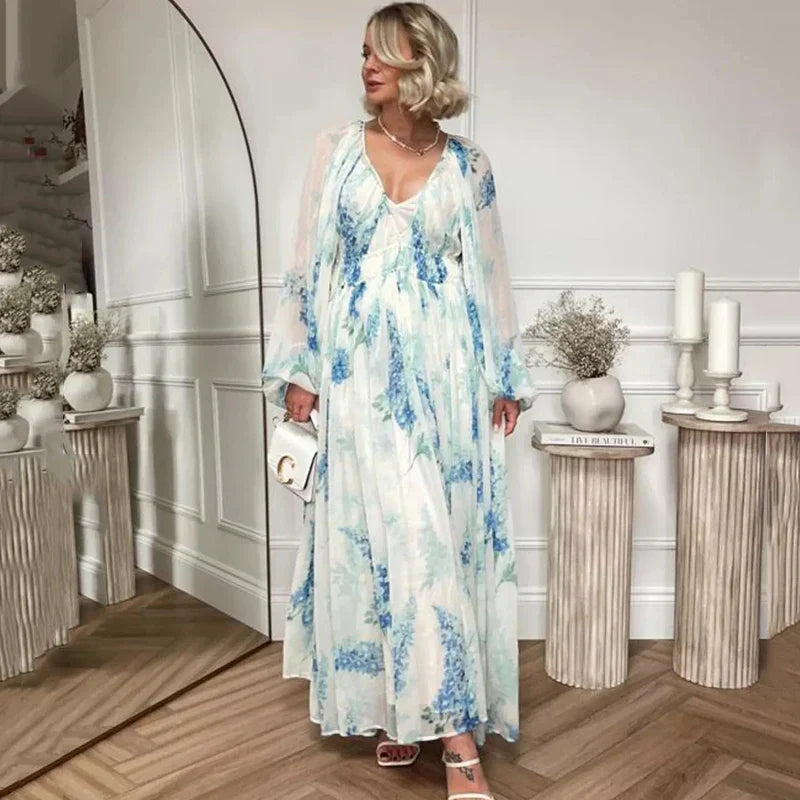Elegante Dames Ocean Maxi Jurk