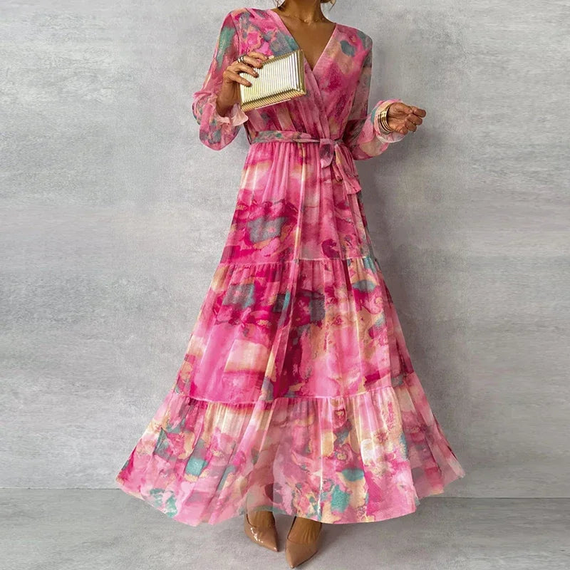 Dames Mouwloze Geprinte Maxi Jurk