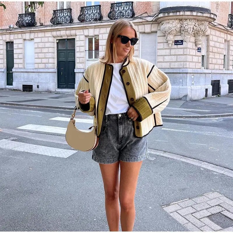 Noor Oversized Quilted Jacket | Patchwork Casual Jacket