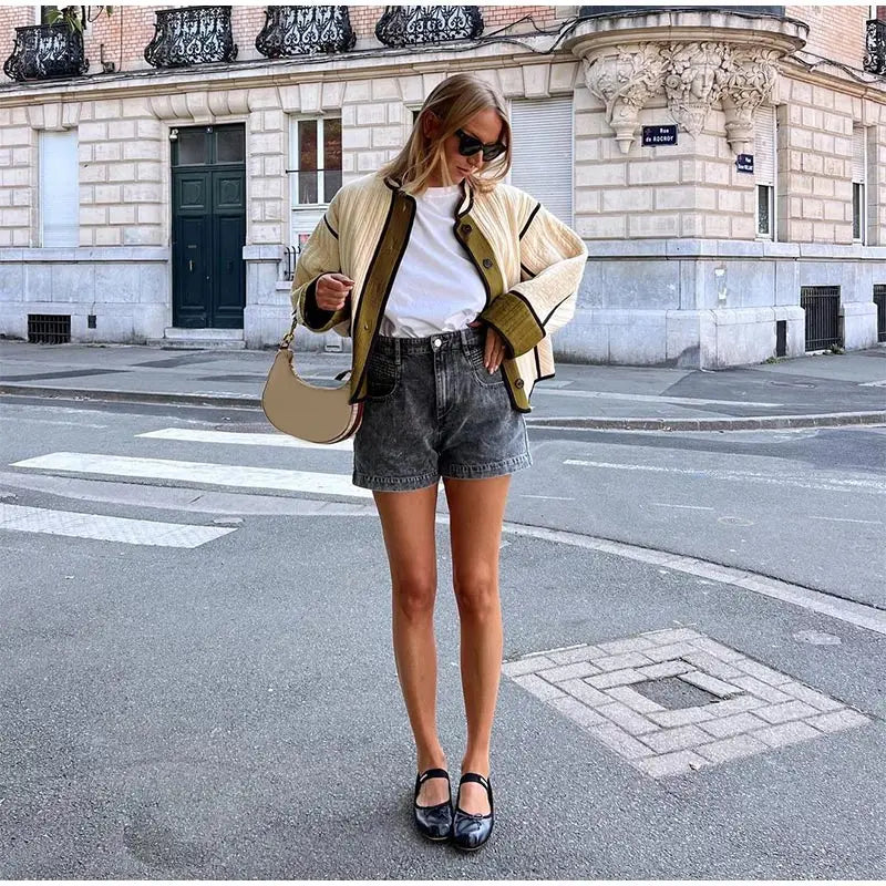 Noor Oversized Quilted Jacket | Patchwork Casual Jacket