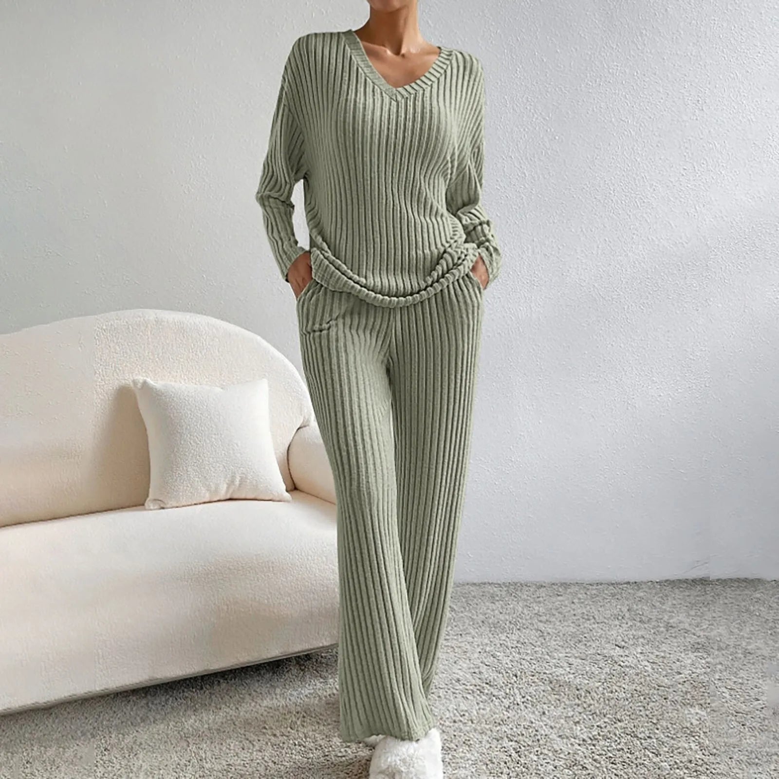 Tweedelige Geribbelde Lounge Set