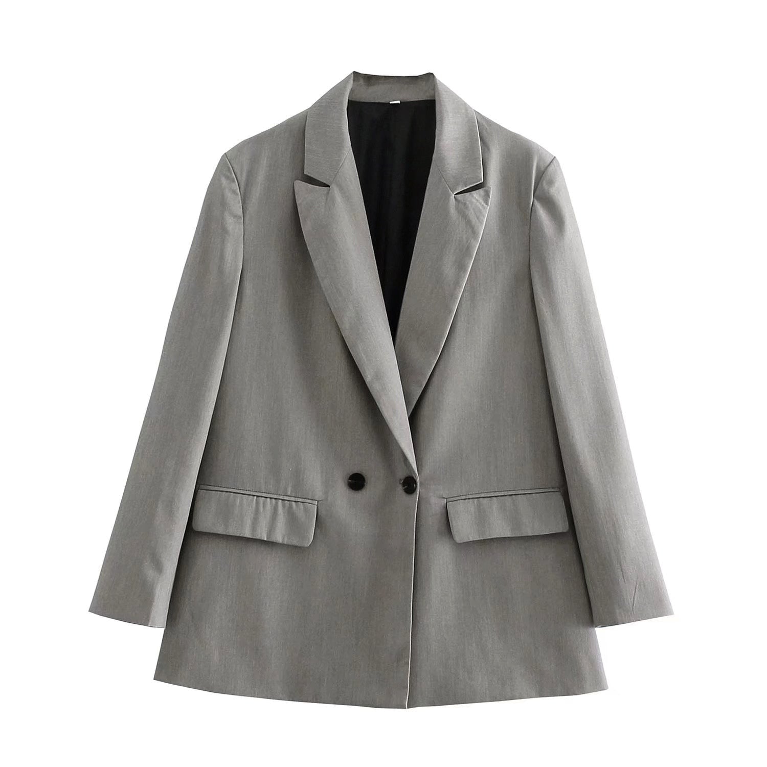 Dames Blazer – Getailleerde Pasvorm – Dubbelrijig – Structuur – Reverskraag